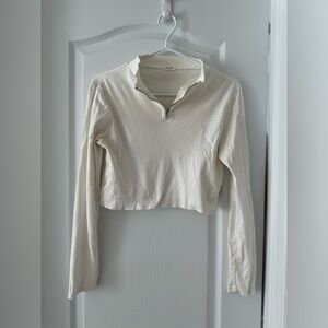 Brandy Melville Crop Long-Sleeve Quarter Zip Tee
